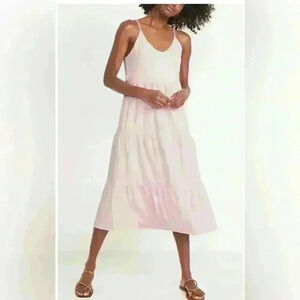 Old Navy Pink  Tiered Dress Midi Cami Swing Dress long Size S